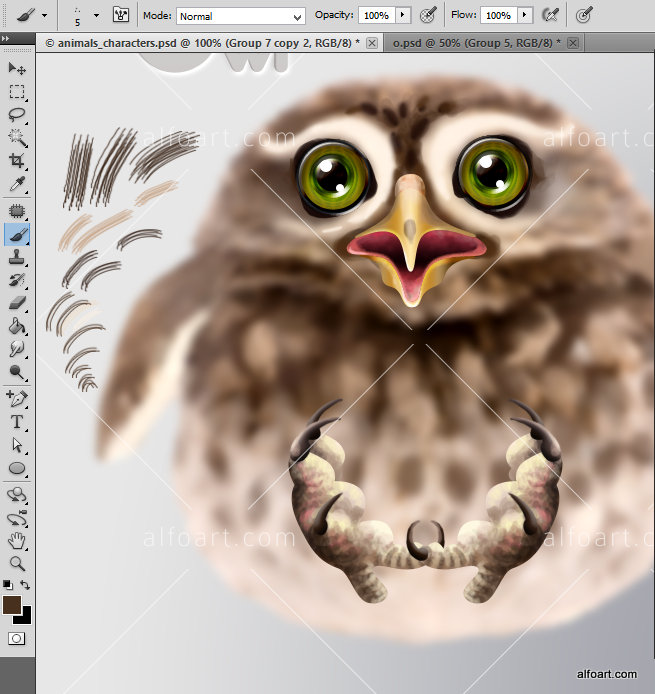 Learn how to create cute and funny animals characters by using simple tools and techniques. This Adobe Photoshop tutorial teaches how to apply smooth fur texture and sharp elements to rough sketch of owl.