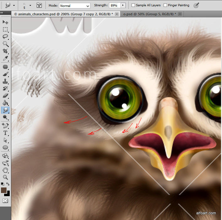 Learn how to create cute and funny animals characters by using simple tools and techniques. This Adobe Photoshop tutorial teaches how to apply smooth fur texture and sharp elements to rough sketch of owl.