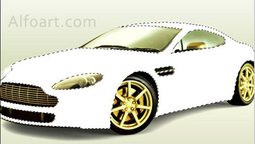 Golden cover Aston Martin Vantage, beauty design, gold foil effect.
