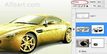 Golden cover Aston Martin Vantage, beauty design, gold foil effect.