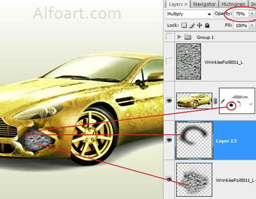 Golden cover Aston Martin  Vantage, beauty design, gold foil effect.
