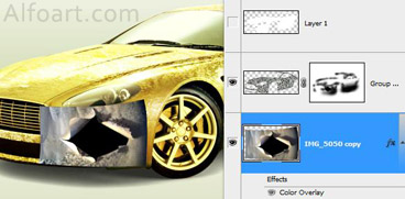Golden cover Aston Martin  Vantage, beauty design, gold foil effect.
