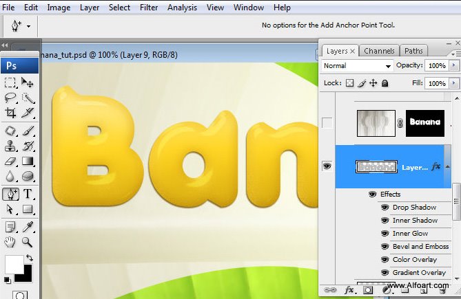 Banana 3D text effect, yellow text, fruit text effect in photoshop, free psd file, funny and cute text