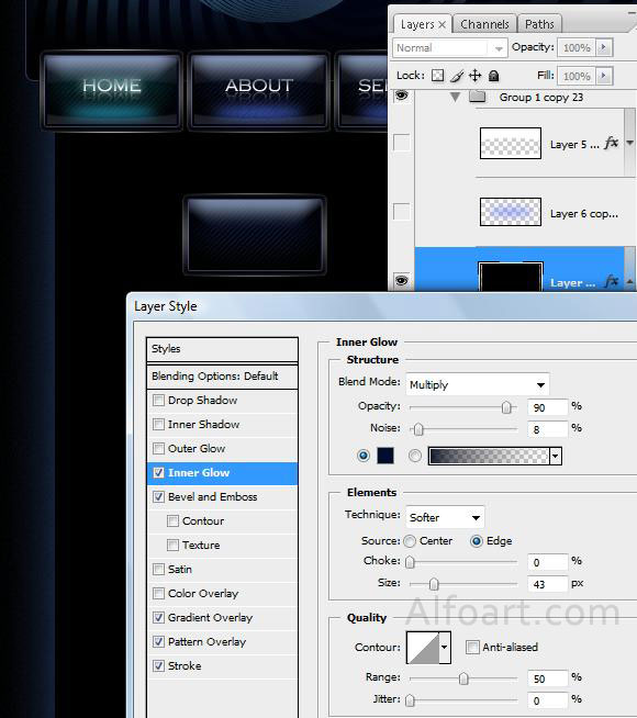 Black design for your site. Mouse-over Buttons with JavaScript + psd*