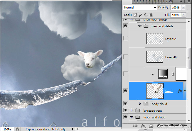 Christmas Dream Fairy night with the crescent above the clouds. Moon or crescent 3D model