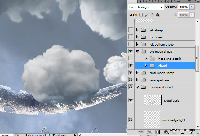 Christmas Dream Fairy night with the crescent above the clouds. Moon or crescent 3D model