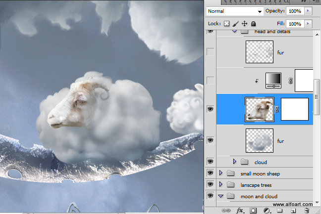 Christmas Dream Fairy night with the crescent above the clouds. Moon or crescent 3D model