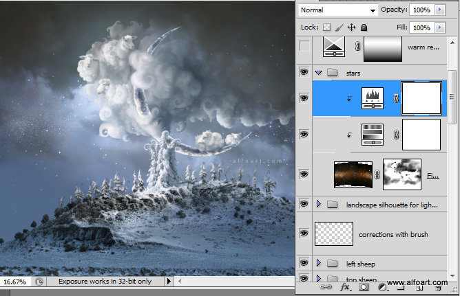 Christmas Dream Fairy night with the crescent above the clouds. Moon or crescent 3D model