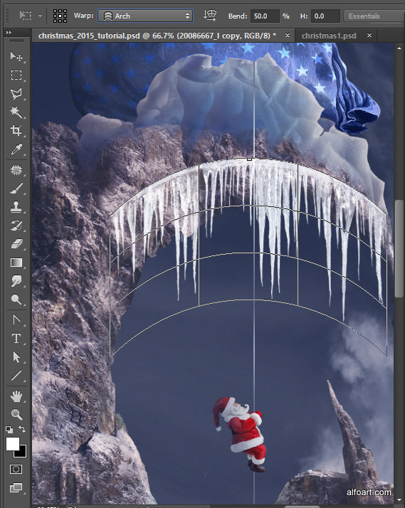 Christmas Gifts Mountain. Fairy night with the crescent above the clouds. Moon or crescent 3D model