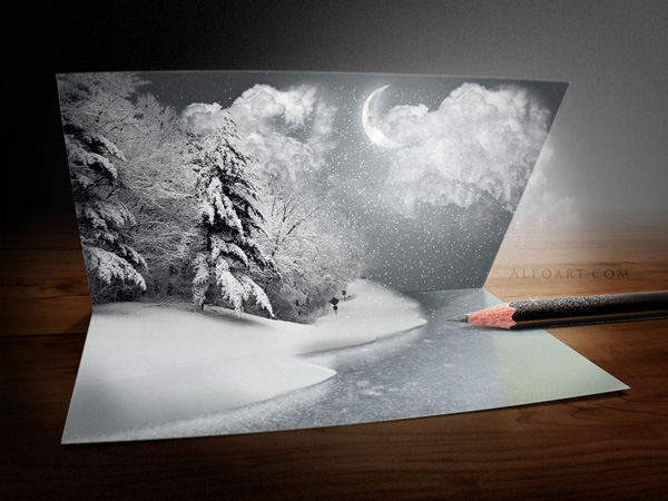 Unusual Christmas Card. Photoshop tutorial