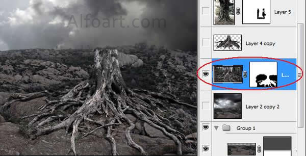 Dark landscape tutorial, mysterious, horror pictures and images, mystic, night, Ghost dog, Photo manipulations, digital art, collage, treasure, Mysterious tree