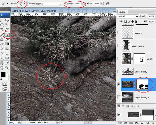 Dark landscape tutorial, mysterious, horror pictures and images, mystic, night, Ghost dog, Photo manipulations, digital art, collage, treasure, Mysterious tree