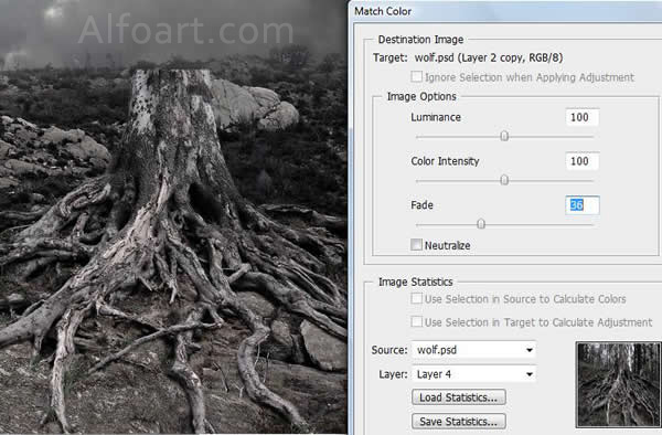 Dark landscape tutorial, mysterious, horror pictures and images, mystic, night, Ghost dog, Photo manipulations, digital art, collage, treasure, Mysterious tree