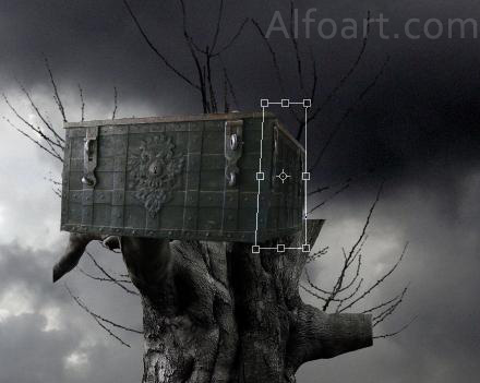 Dark landscape tutorial, mysterious, horror pictures and images, mystic, night, Ghost dog, Photo manipulations, digital art, collage, treasure, Mysterious tree