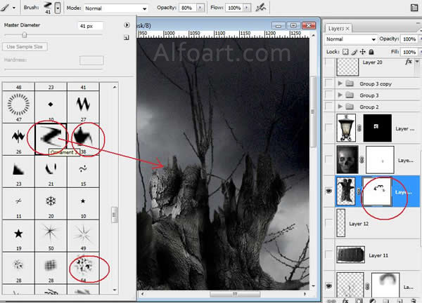 Dark landscape tutorial, mysterious, horror pictures and images, mystic, night, Ghost dog, Photo manipulations, digital art, collage, treasure, Mysterious tree