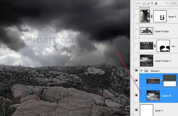 Dark landscape tutorial, mysterious, horror pictures and images, mystic, night, Ghost dog, Photo manipulations, digital art, collage, treasure, Mysterious tree