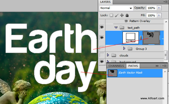 Earth Day Clouds Text Effect. Green Planet beatuful Photo Manipulation with the realistic clouds around.