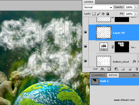 Earth Day Clouds Text Effect. Green Planet beatuful Photo Manipulation with the realistic clouds around.