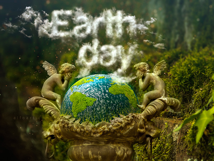 Earth Day and Realistic Clouds Text Effect Photoshop Tutorial plus Clouds Brushes.