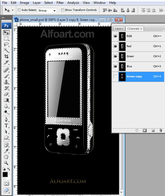 Cocept design, Golden cell phone fragmented into words and sounds.
