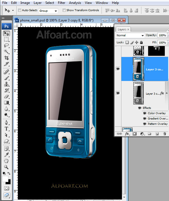 Cocept design, Golden cell phone fragmented into words and sounds.