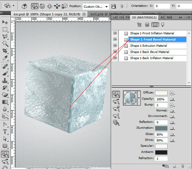 Ice Cube 3d Photoshop Tools Tutorial 3d Scene Ice Cube And Cherry Inside Ice Texture Effect In Photoshop Ice Reflection 3d Rendering 3d Light Effects Realistic Ice Effectt Winter Ideas