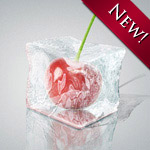 Ice Cube with cherry inside. Ice effect created with 3D Photoshop Tools