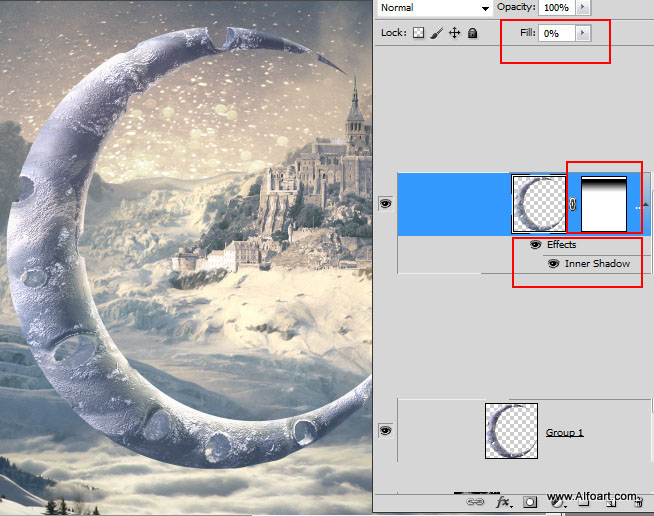 Magic Christmas Fairy night with the crescent above the clouds. Moon or crescent 3D model