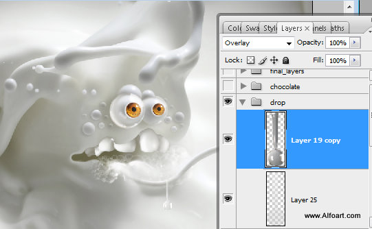 milk and chocolate, photoshop, splashes, monster, eyesballs, bubbles, cartoon character, cute, drops, hot chocolate, liquid