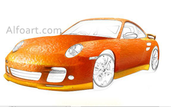 gold and orange porsche