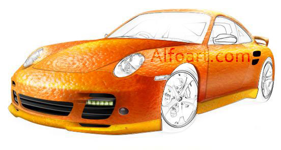 gold and orange porsche