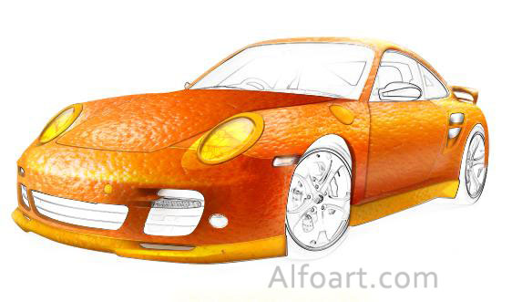 gold and orange porsche