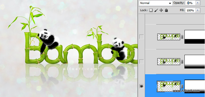 Cute baby panda & Bamboo text effect Pandas and realistic fresh and green bamboo plant illustration