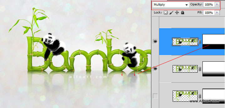 Cute baby panda & Bamboo text effect Pandas and realistic fresh and green bamboo plant illustration