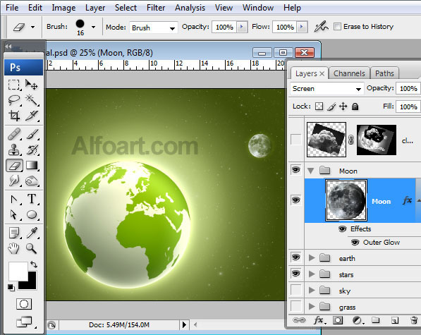 Earth Day. Green Planet. free wallpaper, Earth Day, Green Planet, Moon, photoshop, white clouds, fantasy. psd file, cosmos, cosmo, stars, milky way