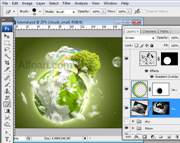 Earth Day. Green Planet. free wallpaper, Earth Day, Green Planet, Moon, photoshop, white clouds, fantasy. psd file, cosmos, cosmo, stars, milky way