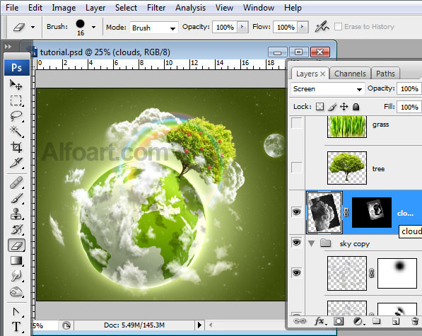 Earth Day. Green Planet. free wallpaper, Earth Day, Green Planet, Moon, photoshop, white clouds, fantasy. psd file, cosmos, cosmo, stars, milky way