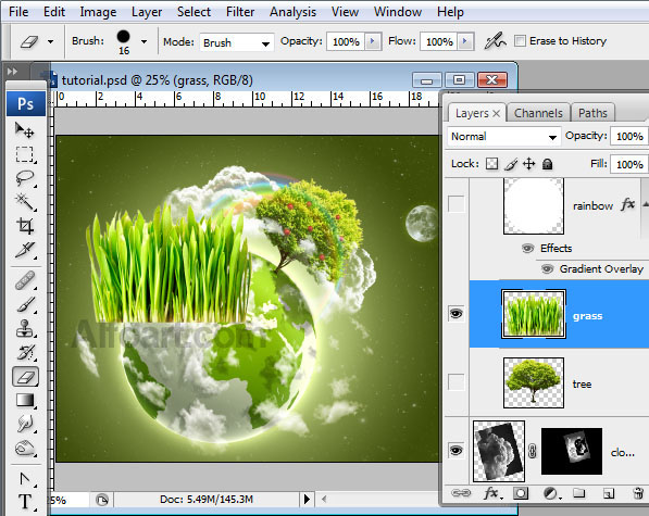 Earth Day. Green Planet. free wallpaper, Earth Day, Green Planet, Moon, photoshop, white clouds, fantasy. psd file, cosmos, cosmo, stars, milky way