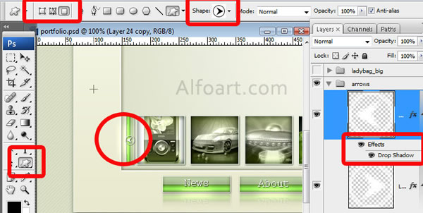 Glossy, green stylish design for your company in adobe photoshop. Slik and shiny glass buttons