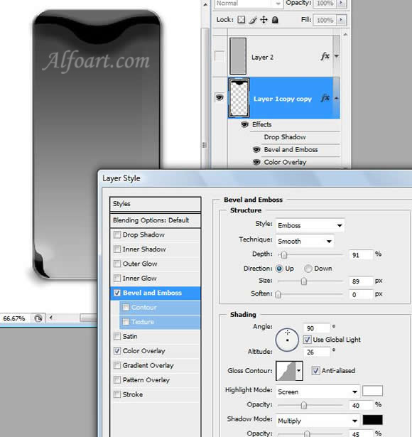 Sony Ericsson S500 Cell phone interface. Photoshop Tutorial