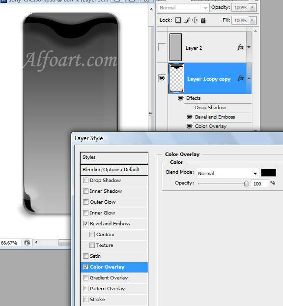 Sony Ericsson S500 Cell phone interface. Photoshop Tutorial