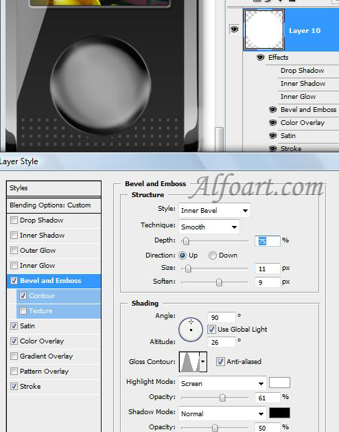 Sony Ericsson S500 Cell phone interface. Photoshop Tutorial