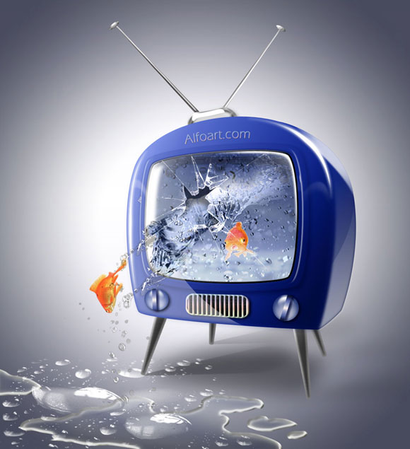 Tv display digital creative drawing