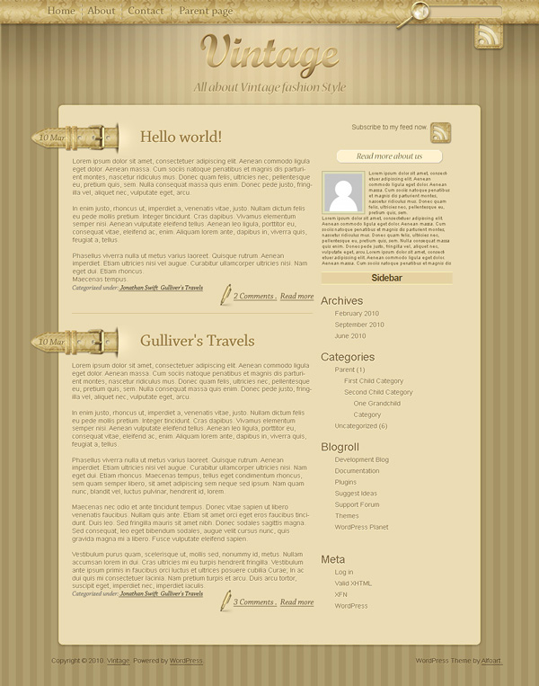 Vintage style Wordpress theme. free webdesign Photoshop tutorial. Vintage wordpress template.