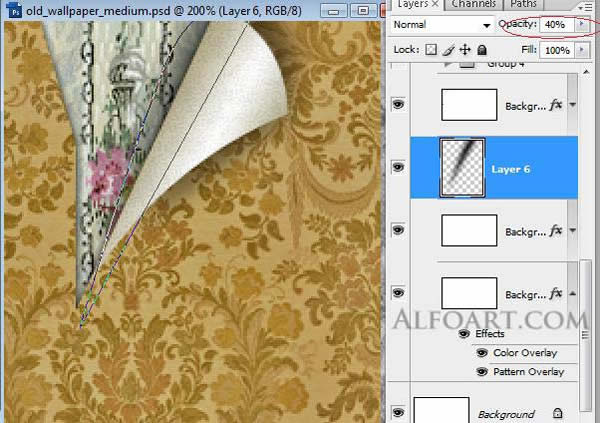 Vintage wallpaper effect. Old interior with Van Gogh picture.