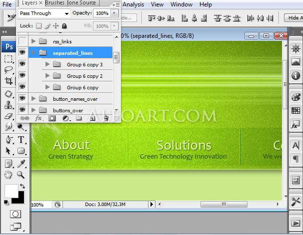 How to create a cool and stylish Green Web Design in Photoshop from ...