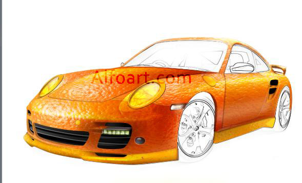 gold and orange porsche